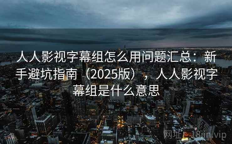 人人影视字幕组怎么用问题汇总：新手避坑指南（2025版），人人影视字幕组是什么意思