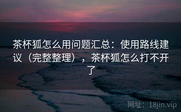 茶杯狐怎么用问题汇总：使用路线建议（完整整理），茶杯狐怎么打不开了